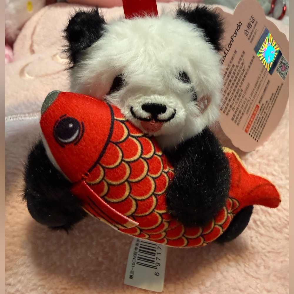 🆕 Lucky Panda 🐼 with fish Plush Keychain
